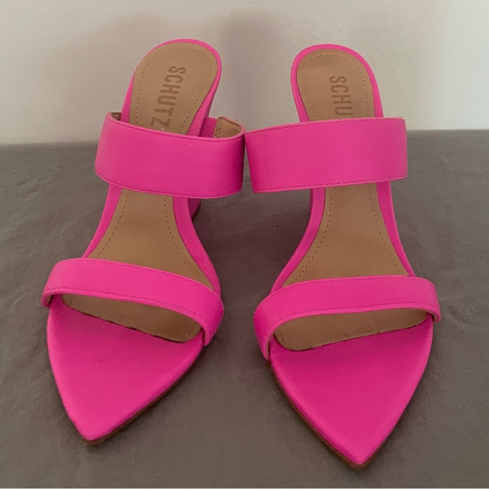 Schultz hot pink wedge sandals